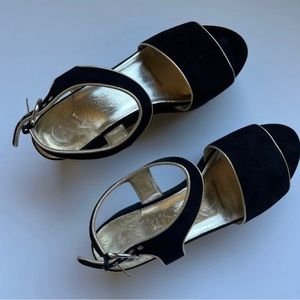 Salvatore Ferragamo Black Gold Platform Shoes Size 8